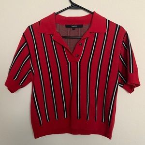 THAKOON Red Striped Polo